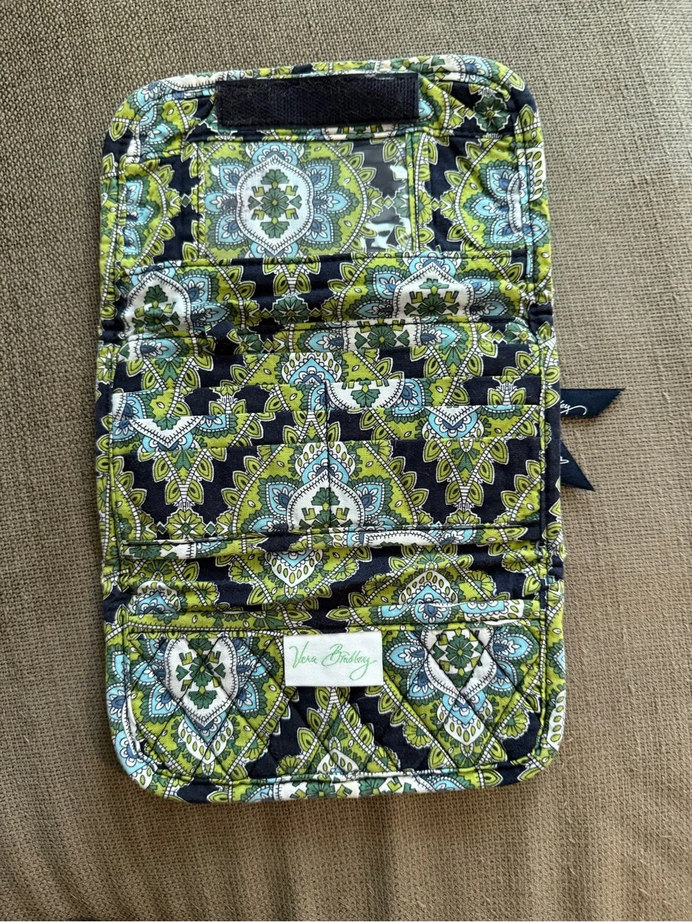 Vera Bradley Quilted Wristlet in Yellow and Navy Floral Print - Picture 3 of 3